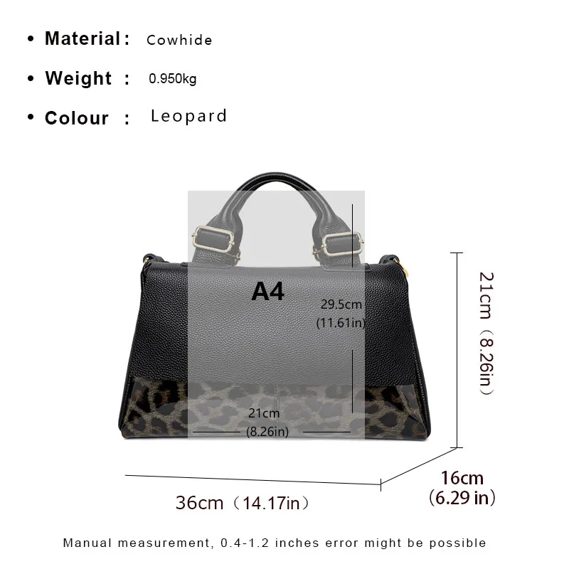 Aidrani Genuine leather handbag 2024 women\'s fashion bag premium leopard print luxury brand top cowhide bag