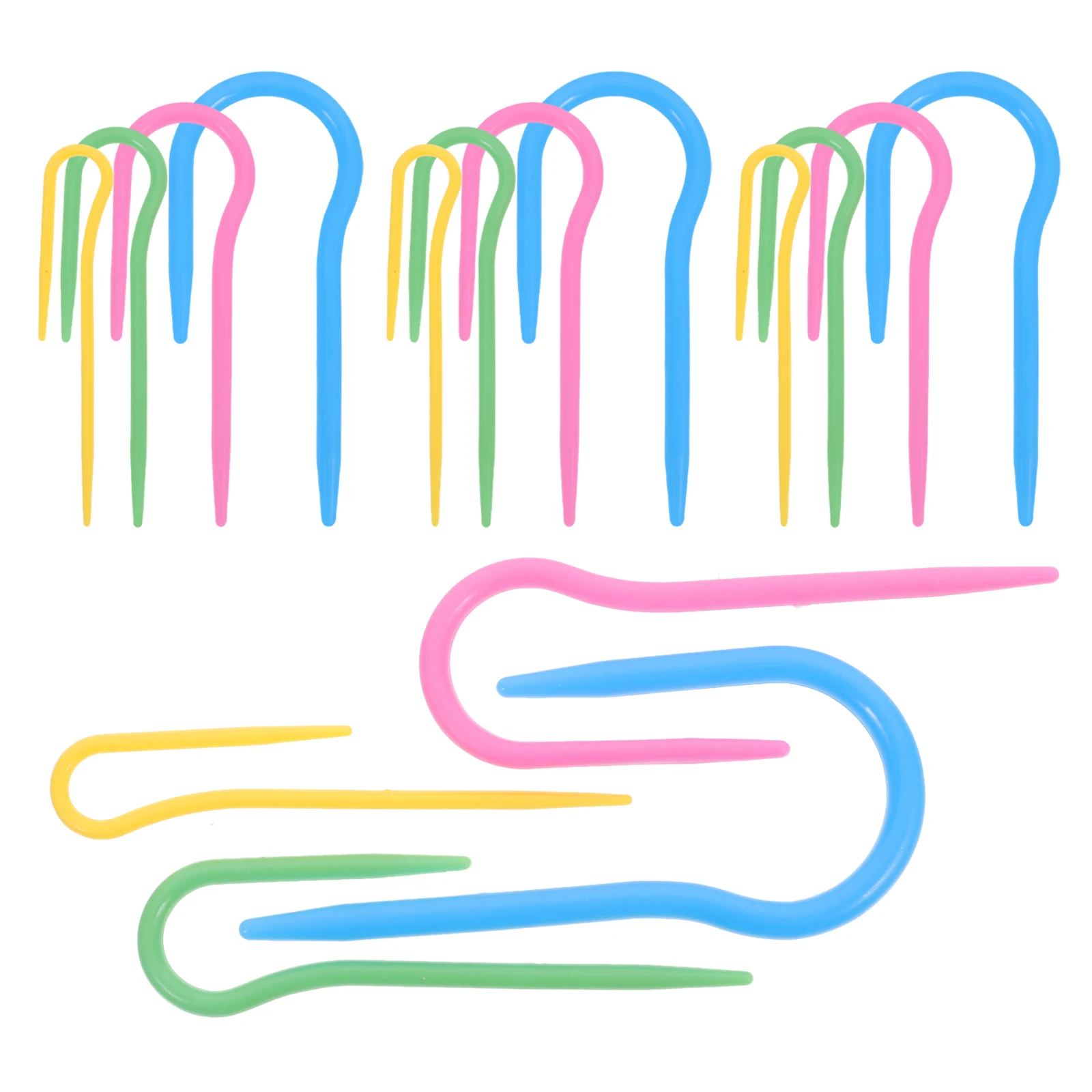 

16pcs Knitting Needle Cable Stitch Holder Bent Needles Crochet Hook Plastic Curved Tapestry Spiral Wool Yarn Craft Project