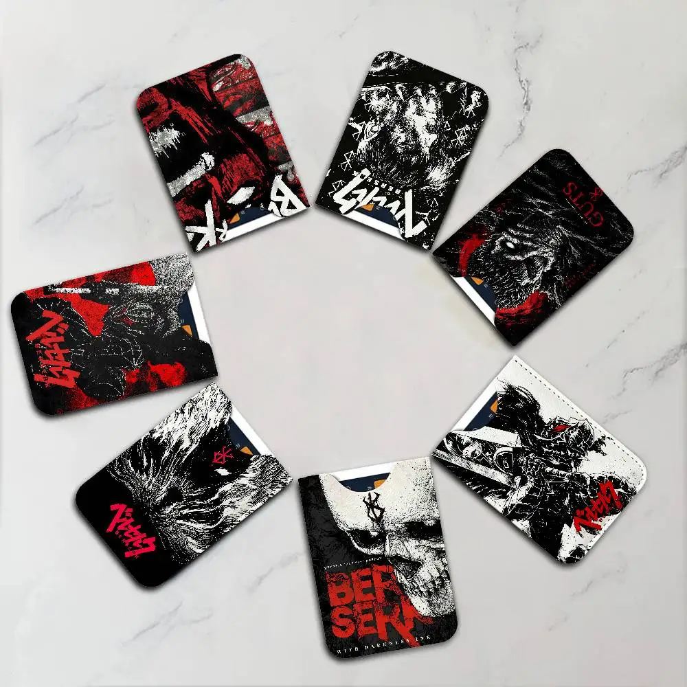 B-Berserk Guts Comic Anime Light Soft Leather Mini Card Holder, Ultra Slim Credit Card Wallet for Unisex Pocket Card Storage