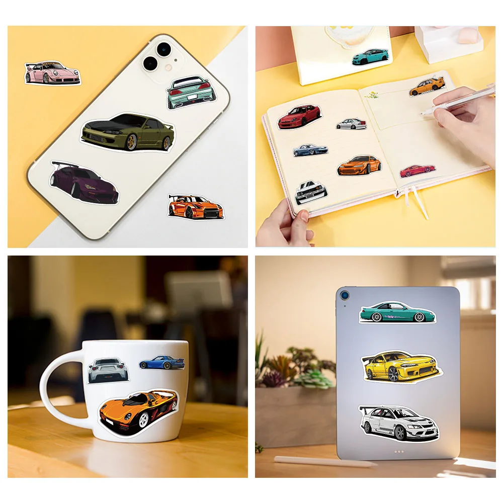 50/100PCS JDM Racing Anime Car Japan Stickers for Motorcycle Phone Laptop Car Bike Luggage Waterproof Graffiti Decal Kid Toy