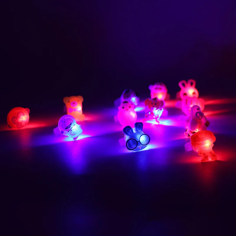 Cartoon Glowing Ring Juguetes Soft Glue Finger Light Flash Colorful Luminous Ring Party Bar Dress Up Kids Toys