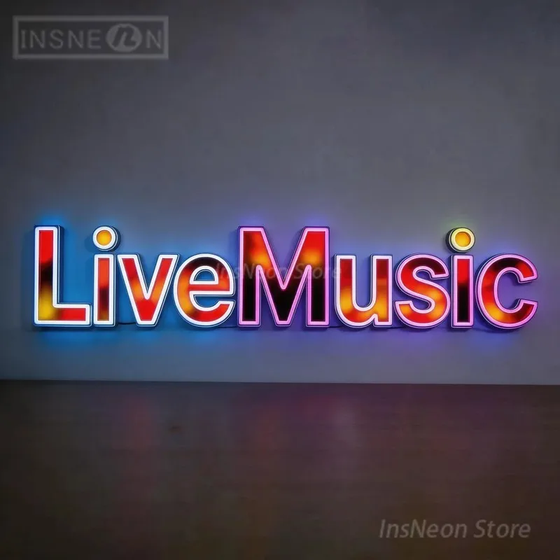Custom LiveMusic Led Sign Luminous Logo Illuminated Brand Letter Smoke Shop Large Letters Business Advertising Signs
