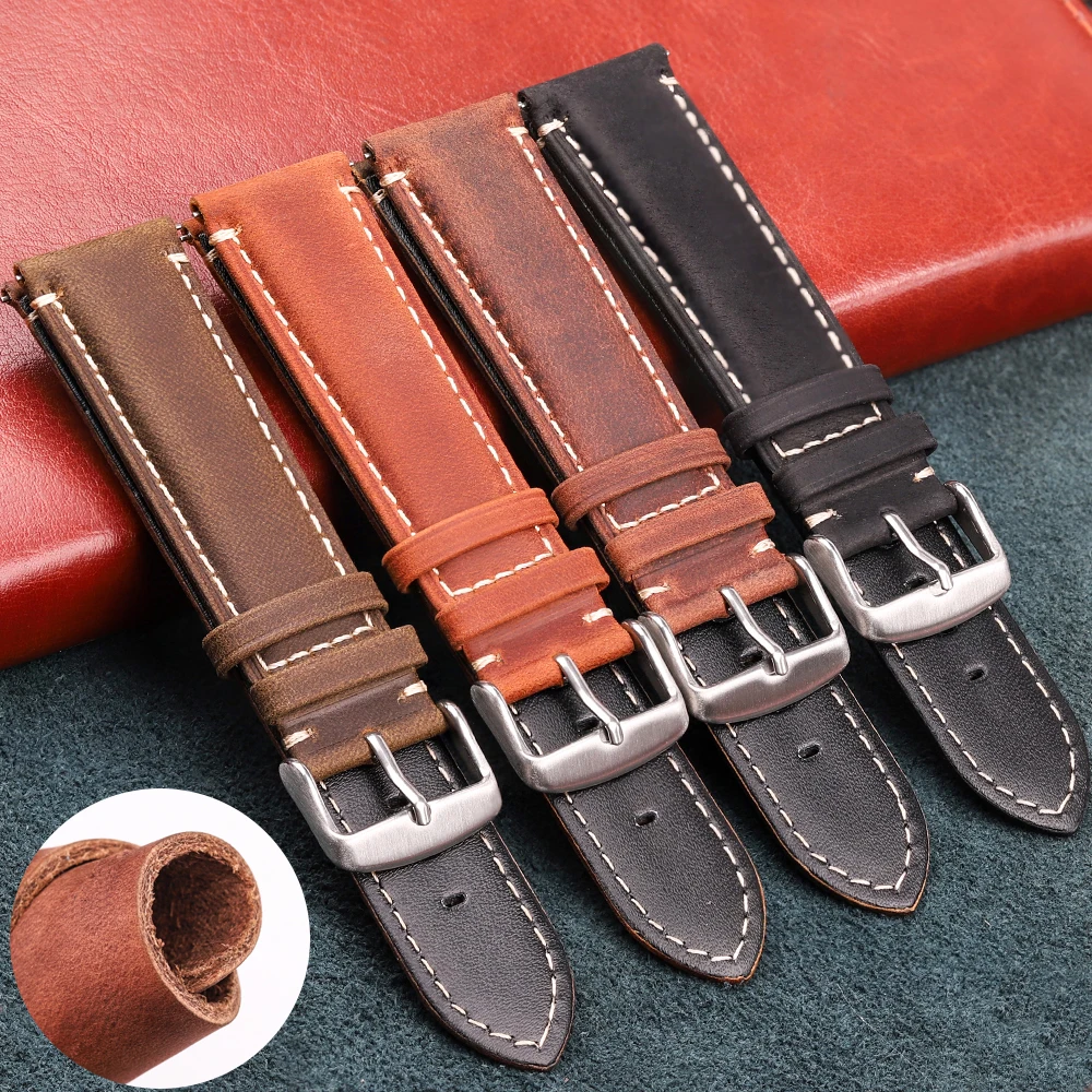Leather Strap Quick Release - Genuine Matte Calfskin Leather Watch Band