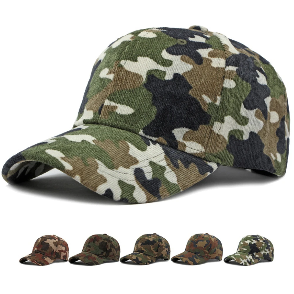 HT4191 Baseball Cap Men Women Fashion Camouflage Baseball Hat Male Female Adjustable Autumn Winter Corduroy Army Military Cap