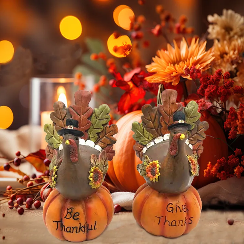 

1pc Thanksgiving Day Harvest Festival Turkey Pumpkin Shaped Indoor and Outdoor Home Decoration Items Outdoor Ornaments Resin