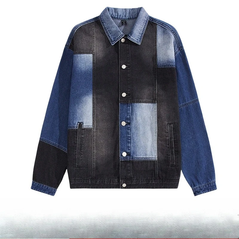

Мужская джинсовая куртка с отложным воротником, однобортная, с длинными рукавами, винтажная, в стиле Y2K, уличная, повседневная, рабочая куртка, весна 2026