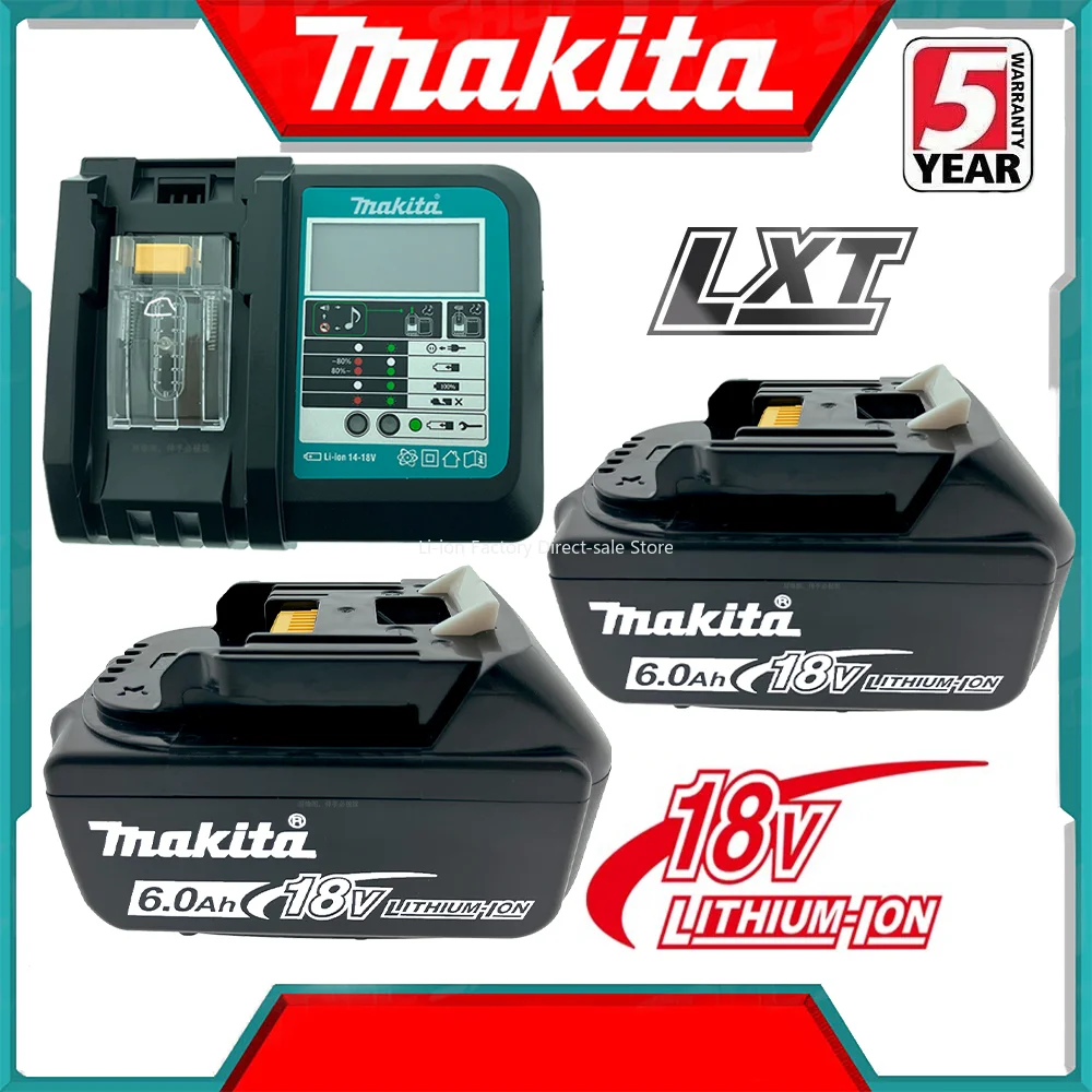 100% Original Makita 18V 6.0Ah Rechargeable Battery，Replaceable LED Lithium-ion for 18V Power tool DDF487 DGA404 DTW700 DTD173