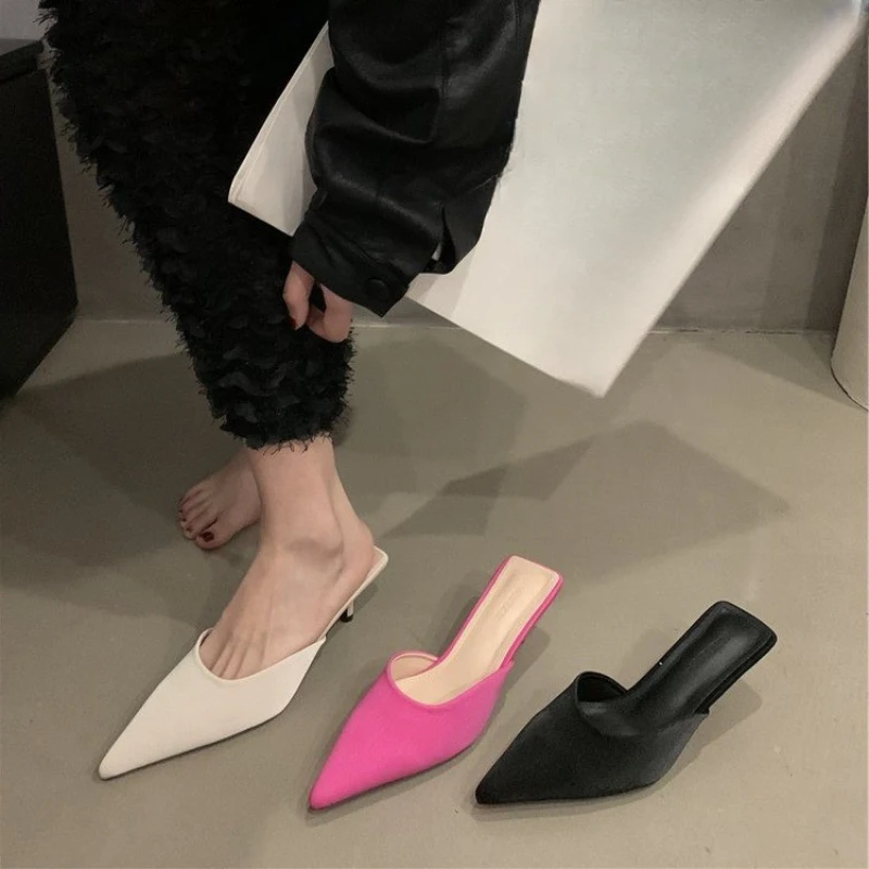 2024 Fashionable Pointed Toe Stiletto Heel Shallow Mouth New Sandals Summer Sexy Elegant Casual Fashion Slippers NO:M07