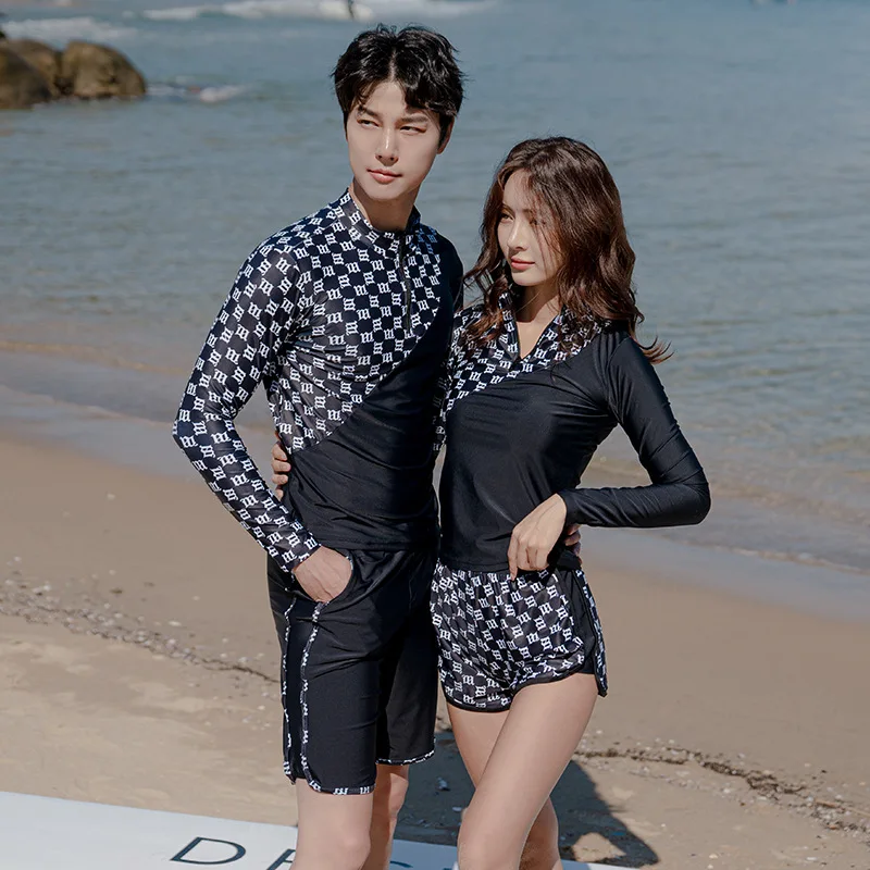 2023 Wisuwore South Korea\'s New Couple Diving Suit Split Conservative Long-sleeved Bathing Suit Sunscreen Sports New Suits