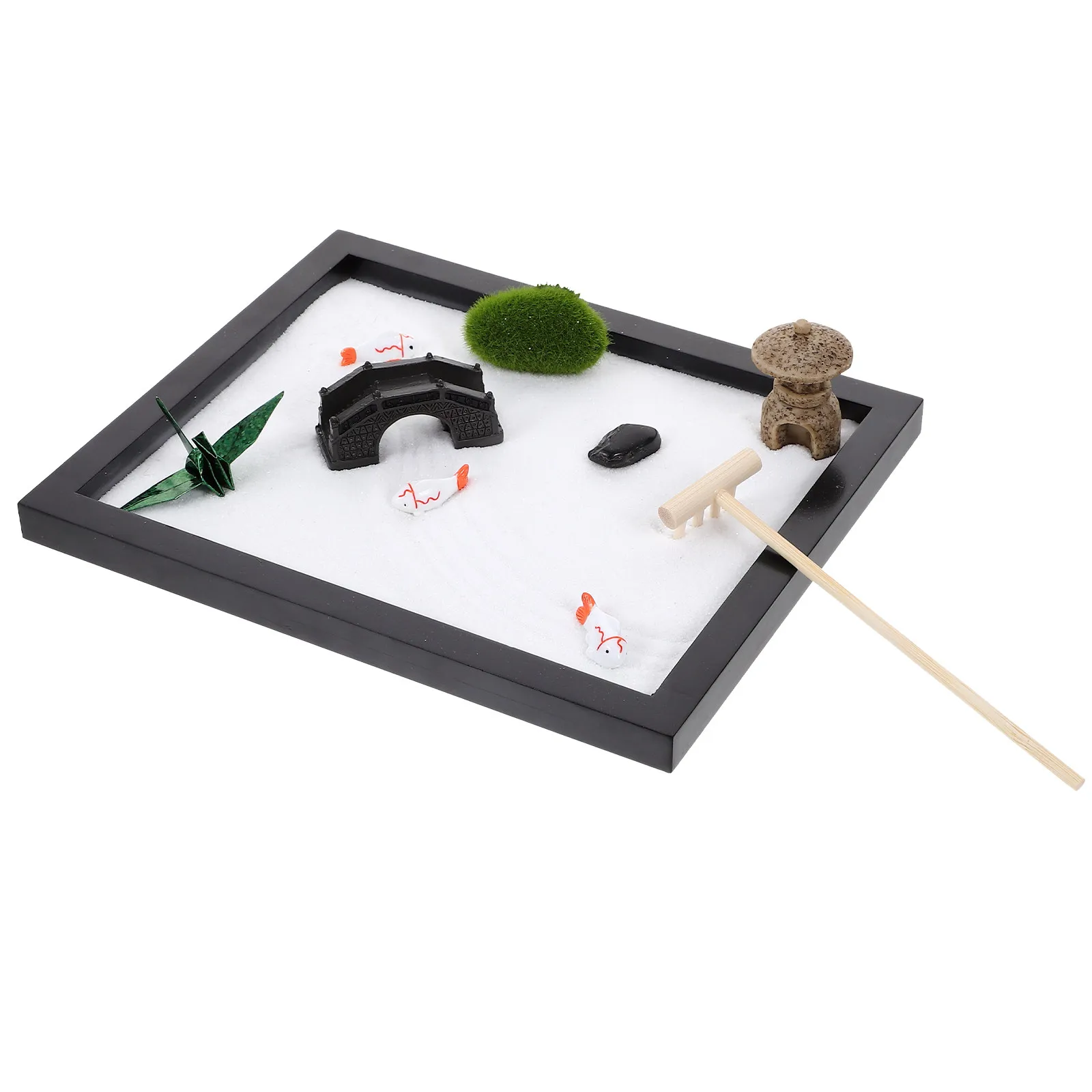 

Мини-набор для песочницы: черный песочный столик для настольного дзен-сада, миниатюрный ландшафт, декор для медитации, аксессуар для дома и офиса