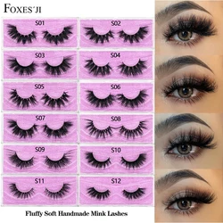 FOXESJI Makeup Eyelashes 3D Mink Lashes Natural Long Lasting Wispy Soft Eyelash Extension Fluffy Eye Lashes Mink False Eyelashes