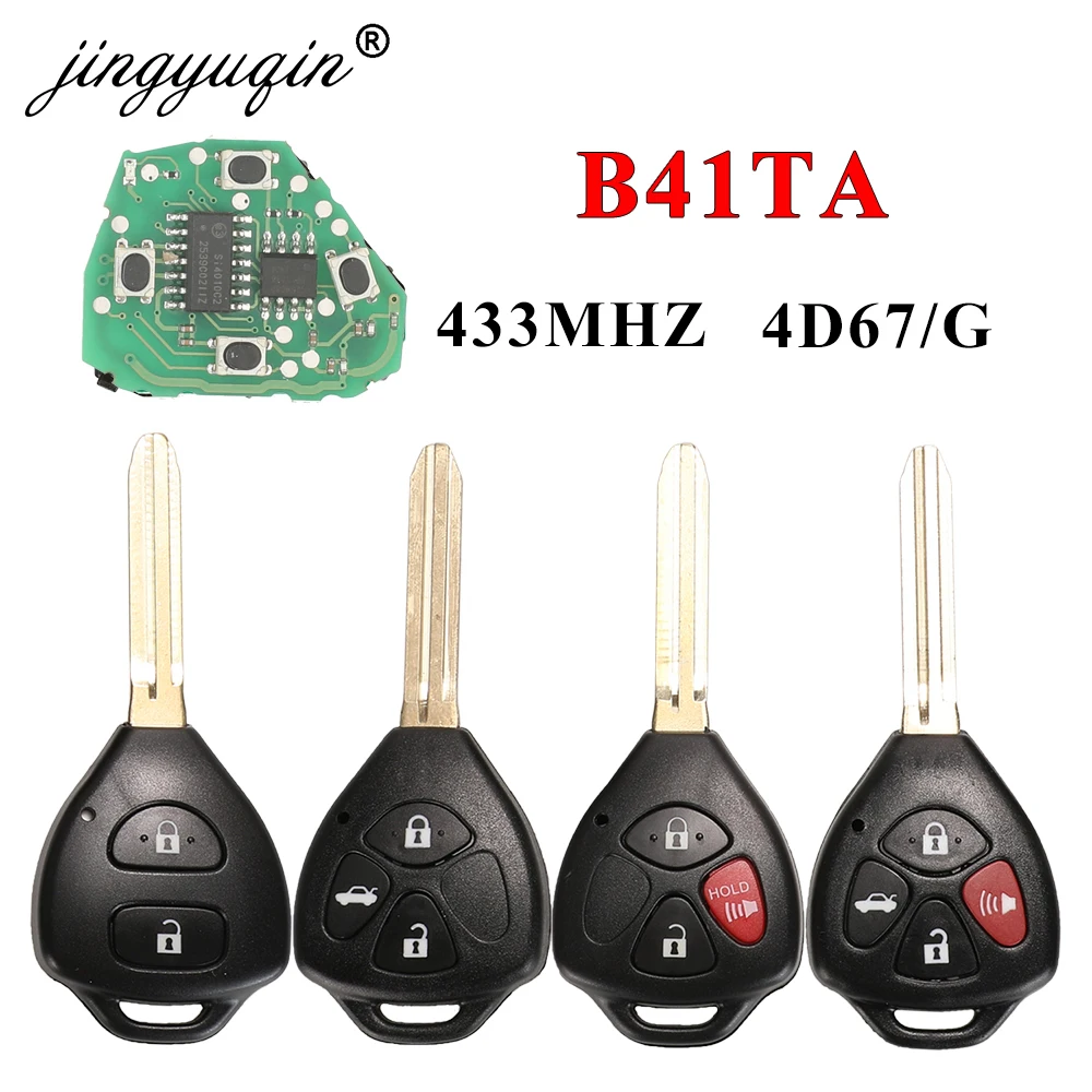 

jingyuqin B41TA Remote Car Key For Toyota Forruner Hilux Innova Corolla RAV4 Yaris 2/3/4Button 433Mhz 4D67 G Chip 89070-52E61