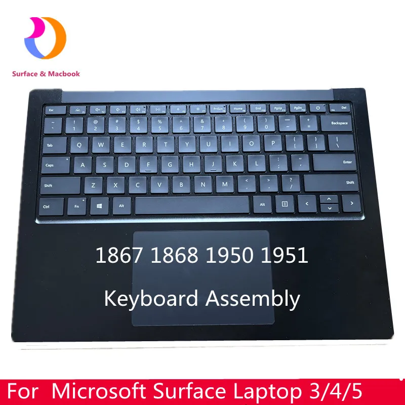 Topcase For  Surface Laptop 3/4/5 Keyboard Assembly 1867 1868 1950 1951 Us Layout Black13.5''