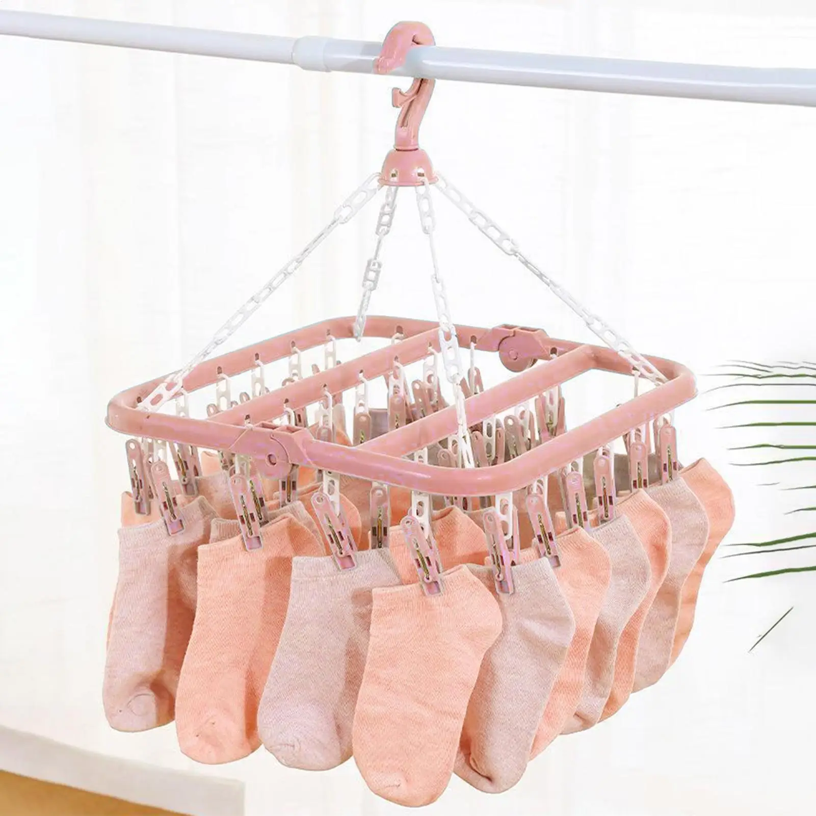 Clothes Drying Hanger with 32 Clips Socks Underwear caps gloves Drying Folding Laundry Hanging Rack rotating laundry rack
