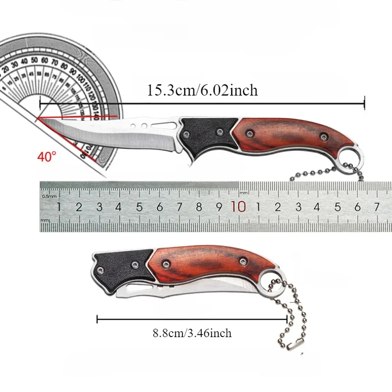 سكين مدمج قابل للطي مع شفرة متينة من الفولاذ المقاوم للصدأ، أداة تخييم للبقاء على قيد الحياة متعددة الوظائف #5