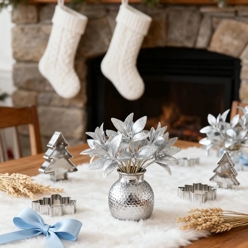 

Artificial Flowers Plant Golden Pines Home Room Christmas Tree Wedding Wreath Decor Bride Accessory Wholesale Decorative Product