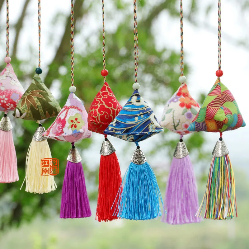 10pcsDragon Boat Festival wormwood sachet mosquito repellent colorful rope triangle Zongzi sachet gift pendant Dragon Boat Festi