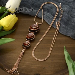 Meicem Women Round Pendant Necklace New Unique Design Long Necklace Mother's Day Gift Women's Necklaces for Women Party Holiday