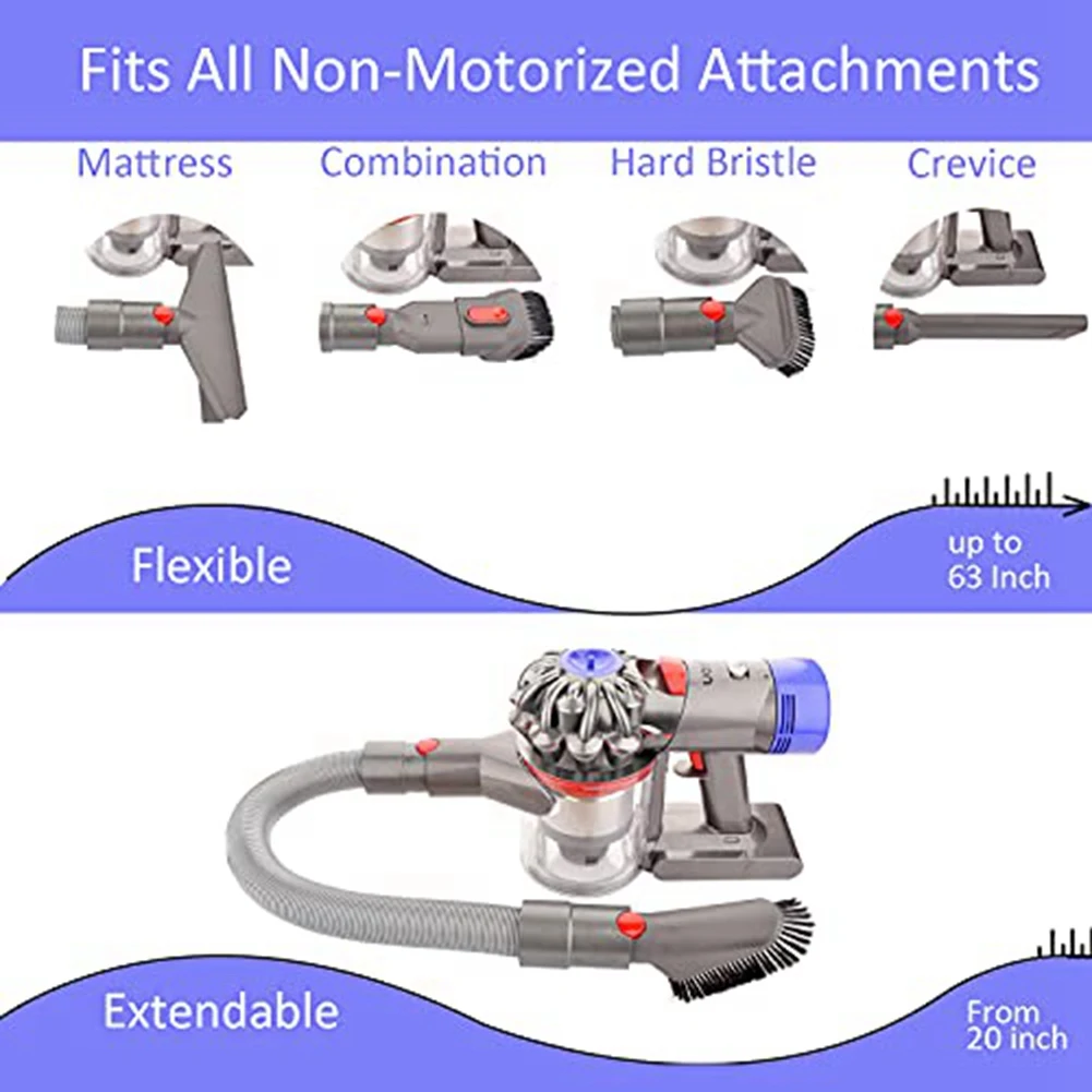 Extension Hose and Trigger Lock for Dyson - Flexible Hose and Switch Holder for Dyson V15 V11 V10 V8 V7 Vacuum Cleaner