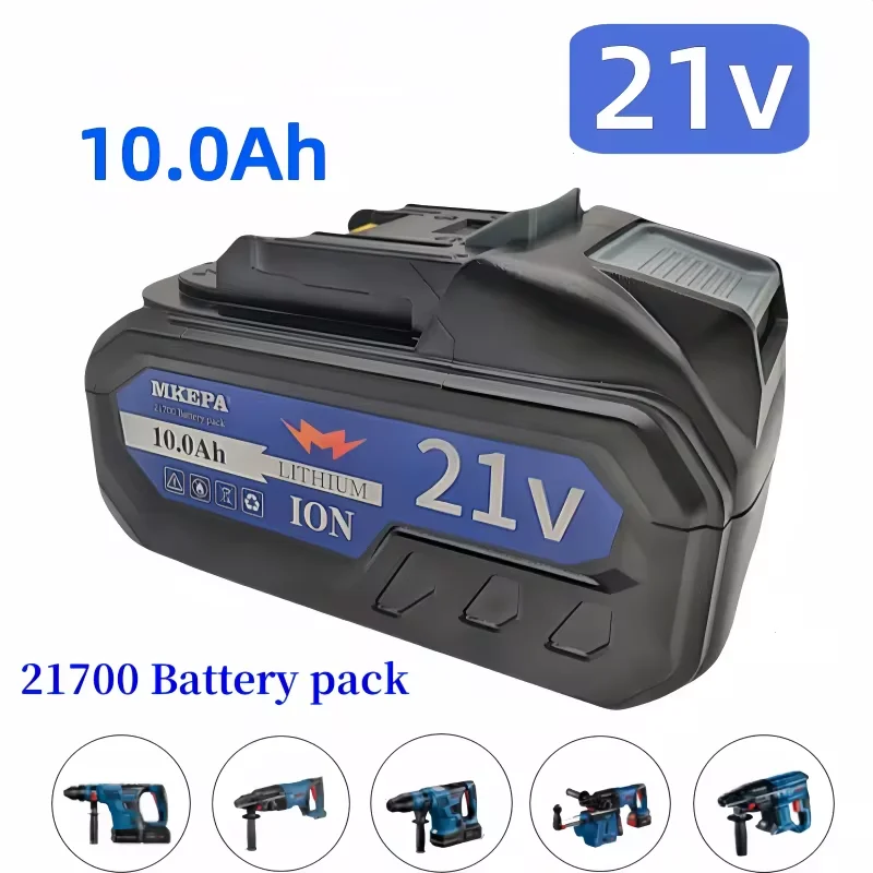 

21700 21V 10000mAh lithium Ion battery for cutting machines, electric drills and other tools, compatible with electric tools