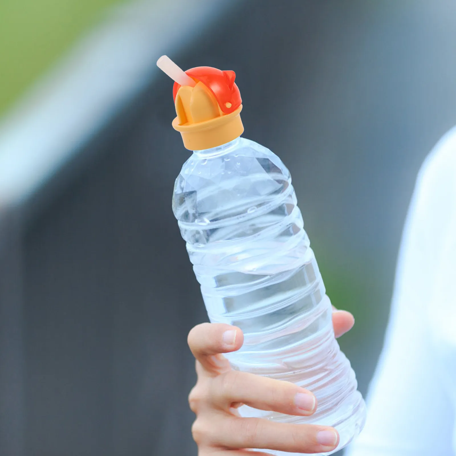 

Reusable Japanese Style Toddler Water Bottle Straw Lid Spillproof Antichoking Portable Cap for Bottled Drinks Travel Safe