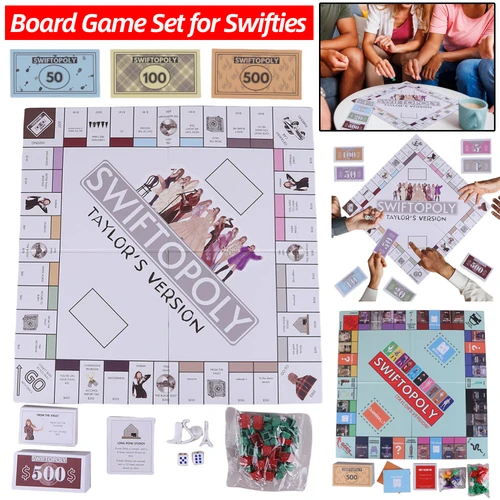 Imagen 1 del producto Juego de mesa para Swifties Monopoly, juego de mesa divertido para fiesta familiar, juegos de ajedrez interactivos, juego de mesa Swiftopoly para fanáticos de Taylor