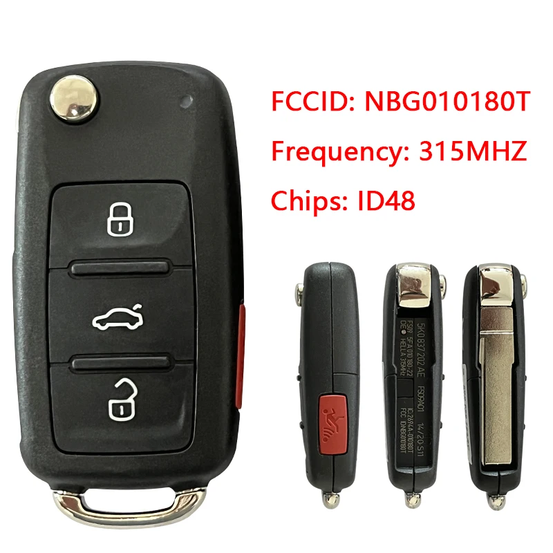 

For Volkswagen VW Jetta Passat Beetle Tiguan EOS Golf 2011-2017 car key 315Mhz 48 CHIP 5K0 837 202 AE NBG010180 CN001099