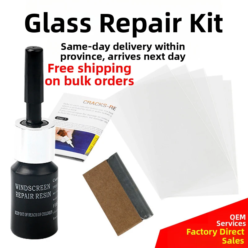 Car Windshield Repair Kit Resin for Bullseye & Star-Shaped Crack Glass Damages Auto Windscreen Patch up Tool Kit
