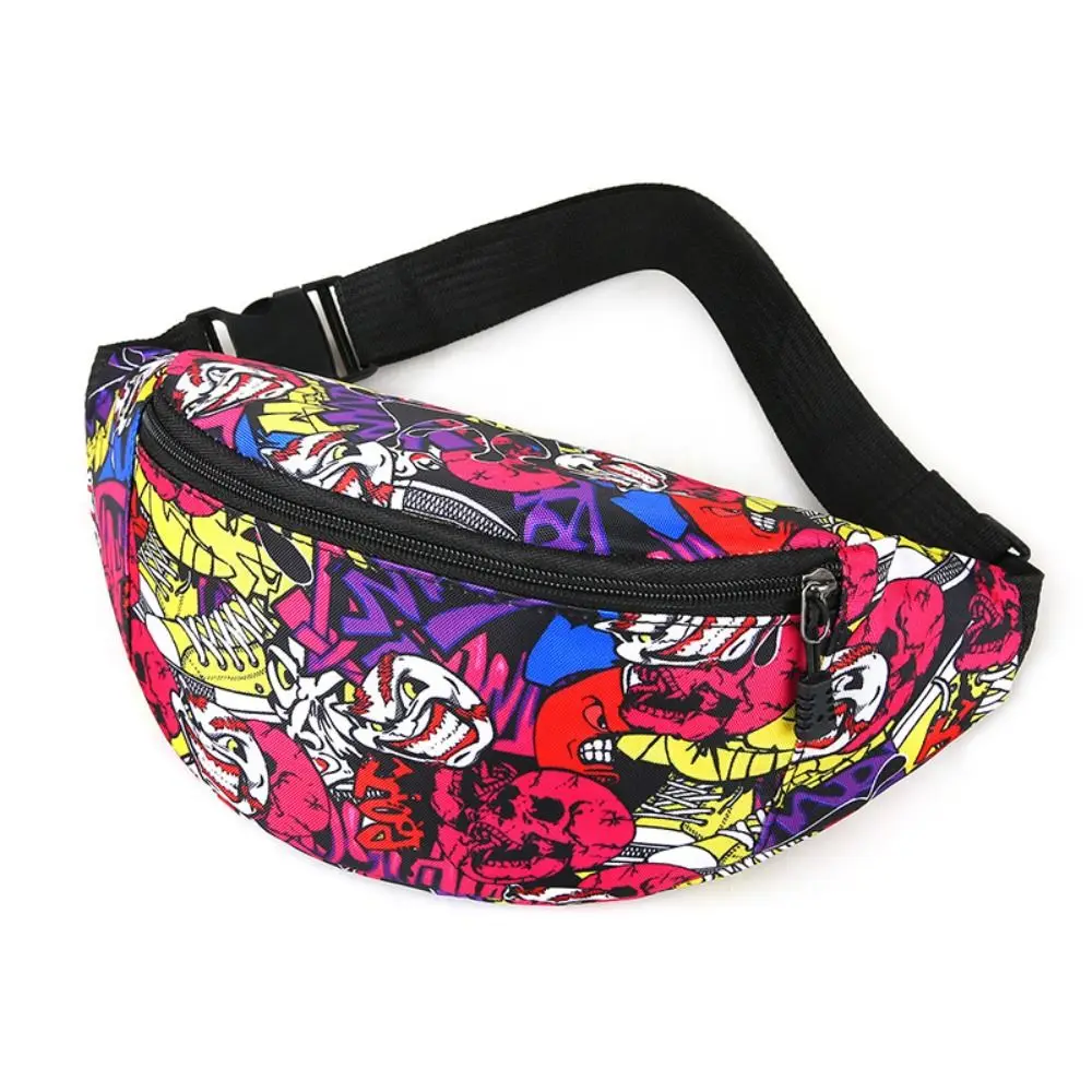 Flower Pattern Waist Bag Portable Waterproof Large Capacity Fanny Pack Printing Nylon Crossbody Bag