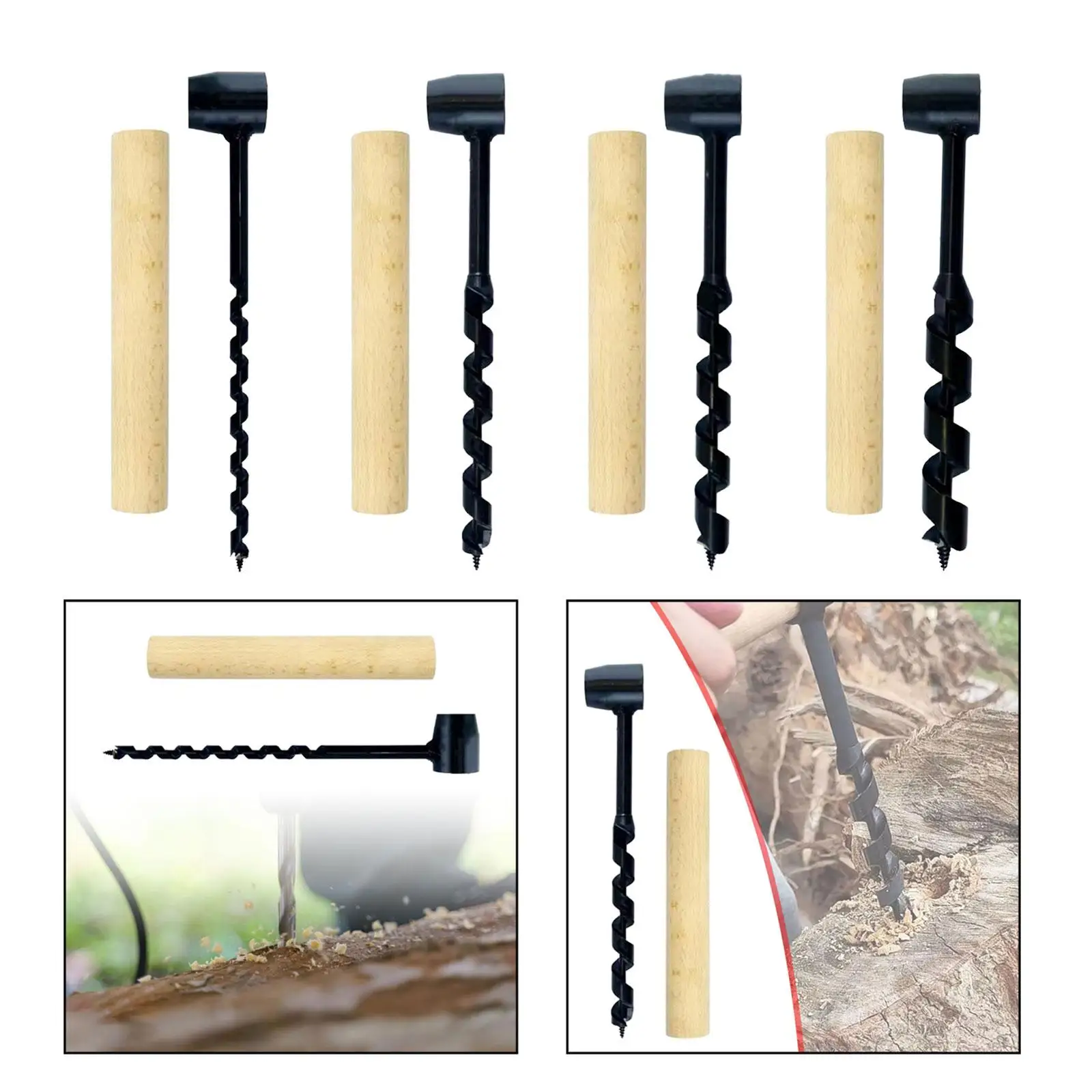 

Auger Drill Professional Compact Portable Hand Hole Bit with Wooden Handle for Emergency Outdoor Hiking Woodworking Bushcraft