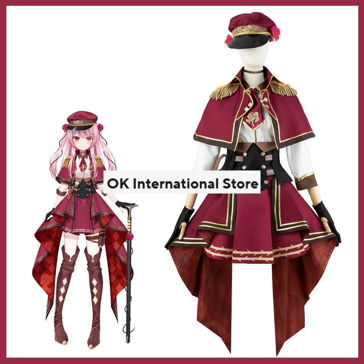 Anime Virtual Youtuber Rosemi Lovelock Cosplay Costume Nijisanji Obsydia Rosebuds Wig Ceremonial Dress Woman Sexy Carnival Suit