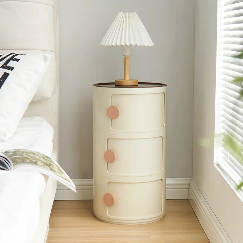 Round Bedside Table Alternative Home Bedroom Small Storage Cabinet 2025 New Simple Modern Shelf