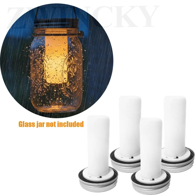 Solar LED Mason Jar Lit Light Torch Flame Warm LED Garden Outdoor Solar Bottle Lamp Candle Lantern Christmas Decoration（No jar）