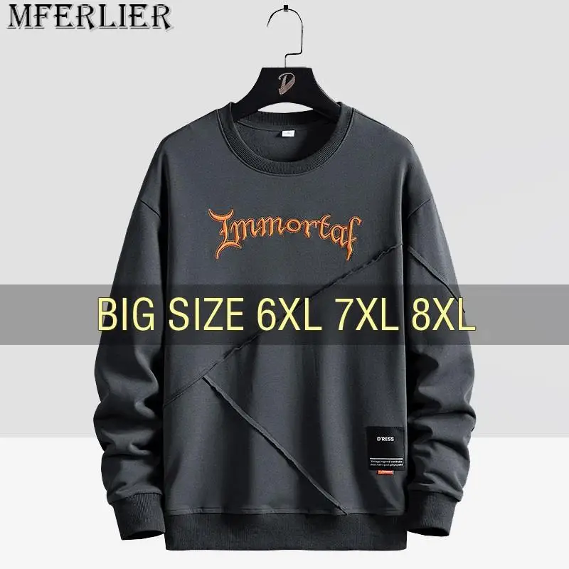 

Men Sweatshirts Oversized 6XL 7XL 8XL Plus Size Hoodies Cotton Fashion Long Sleeve Streetwear Sportswear Male O-Neck Pullovers