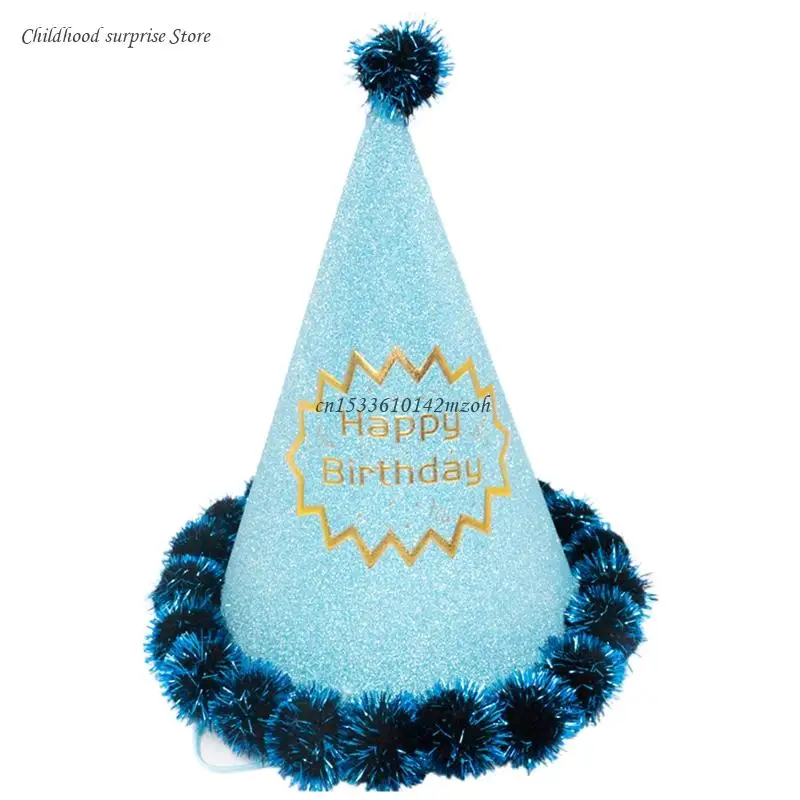 Cappelli a cono per feste Pompon Cappelli a cono per compleanno compleanno Cappelli per feste in carta per bambini per