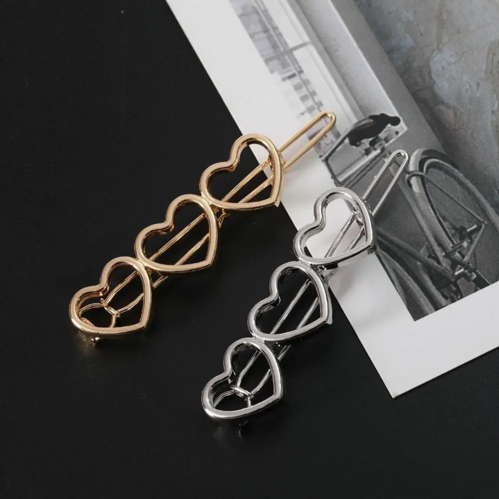 

Hollow Love Heart Hairpin Metal Hair Clip Side Clips Geometric Hairpin Hair Barrettes Bangs Clip Fashion Hair Styling Tools