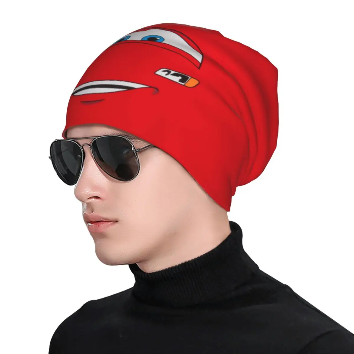 Cars Lightning McQueen Cartoon Bonnet Hat Vintage Street Skullies Beanies Hat for Men Women Knit Hat Warm Dual-use Cap