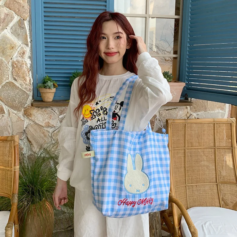 

Canvas‌ Miffy Shoulder Bag Large Capacity for School Commuter Laptop Tote Travel Beach Bag Crossbody Purse Christmas Gift