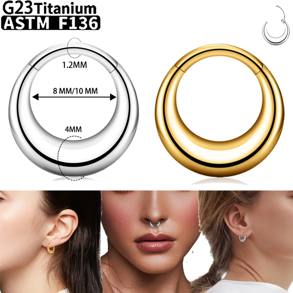 G23 Titanium piercing elliptic Nasal Ring Hoop Earrings Lip Ring For Women toroidal ASTM F136 Piercing Body Jewelry