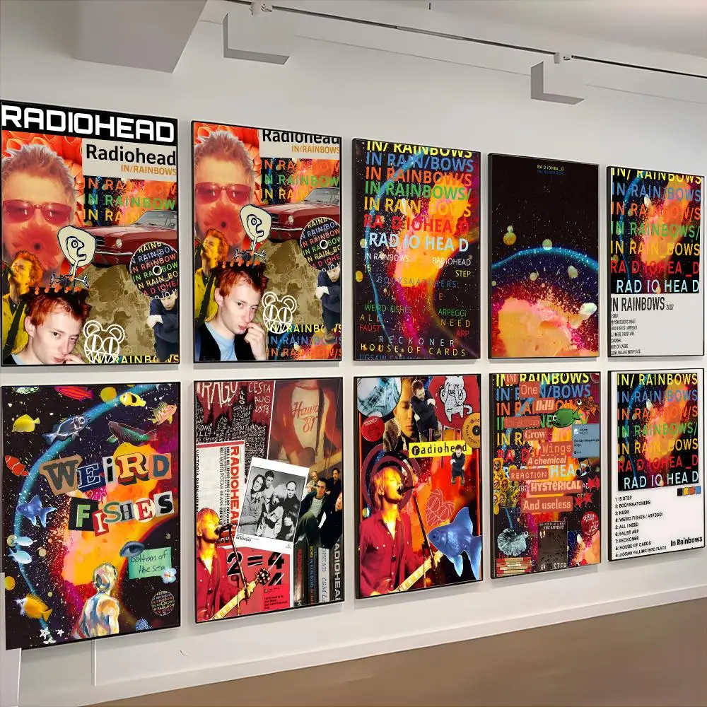 Alternative R-Radiohead In Rainbows Poster Retro Kraft Paper Sticker DIY Room Bar Cafe Aesthetic Art Wall