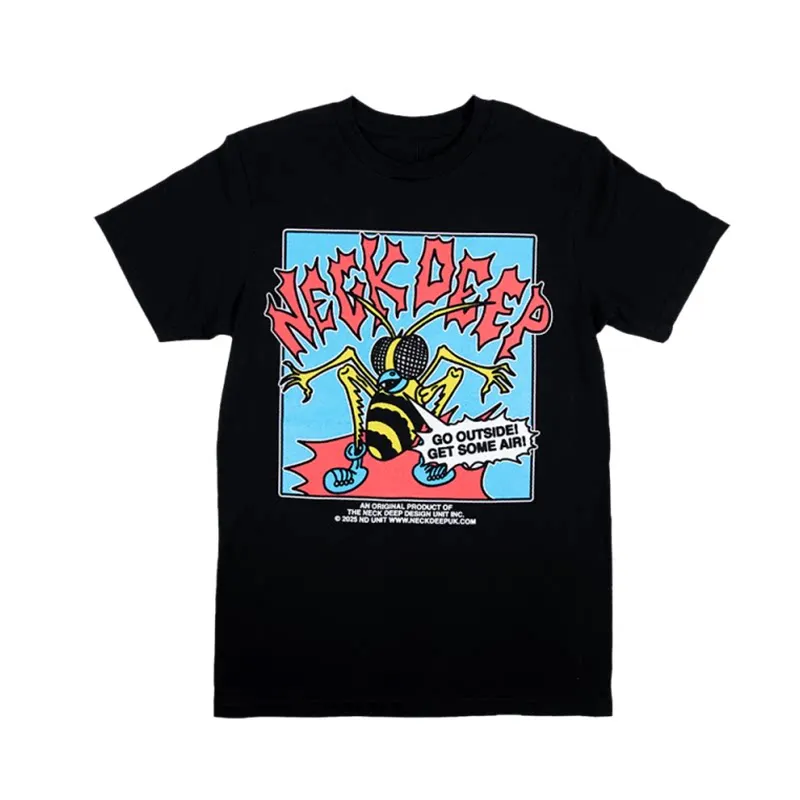 Y2k The British Pop-punk Band Neck Deep Is Deeply Involved in This Vintage-patterned American-style Short-sleeved T-shirt