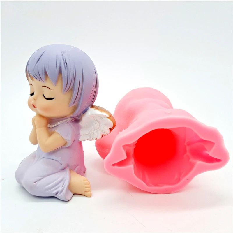 

Prayer for Little Girl Angel Dropping Glue Mold Making Gypsum Resin Concrete DIY Handmade Doll Decoration Home Decor