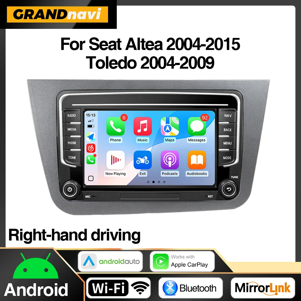 

Автомобильный Android-радио RHD для Seat Altea 2004-2015 Toledo 2004-2009 стерео мультимедийный плеер GPS беспроводной Carplay IPS сенсорный экран