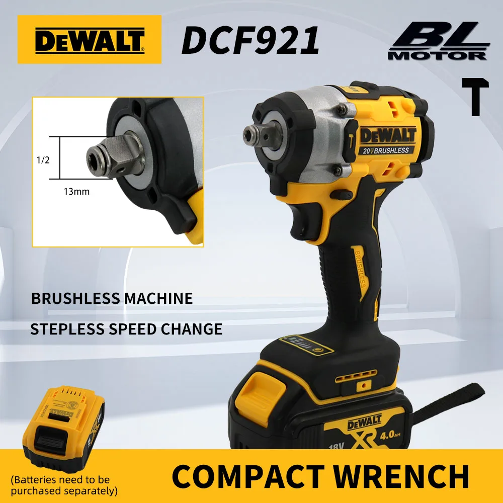 Dewalt DCF921 Wireless Brushless Impact Wrench 406N.m Electric Car Repair Home Maintenance Brand Tool
