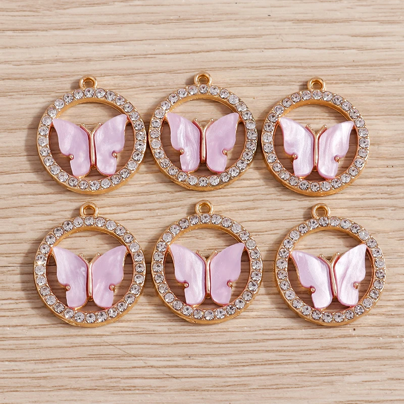 10 Stück 22 x 24 mm niedliche Kristall-Schmetterlings-Anhänger für die Schmuckherstellung, Tropfenohrringe, Halsketten, Armbänder, DIY-Bastelzubehör – Detail 6