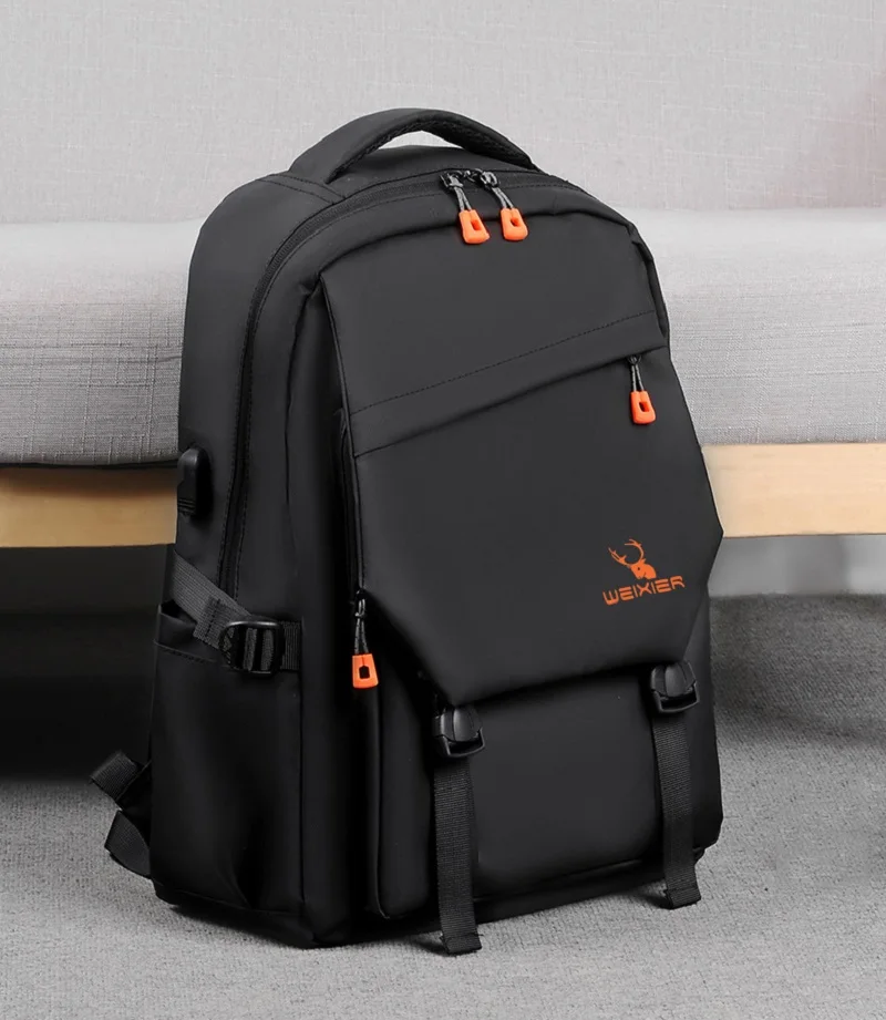 Trendy Men Minimalist Backpack Versatile Backpack Large Capacity School Student USB Computer Travel Bag Washable Unisex Backpack