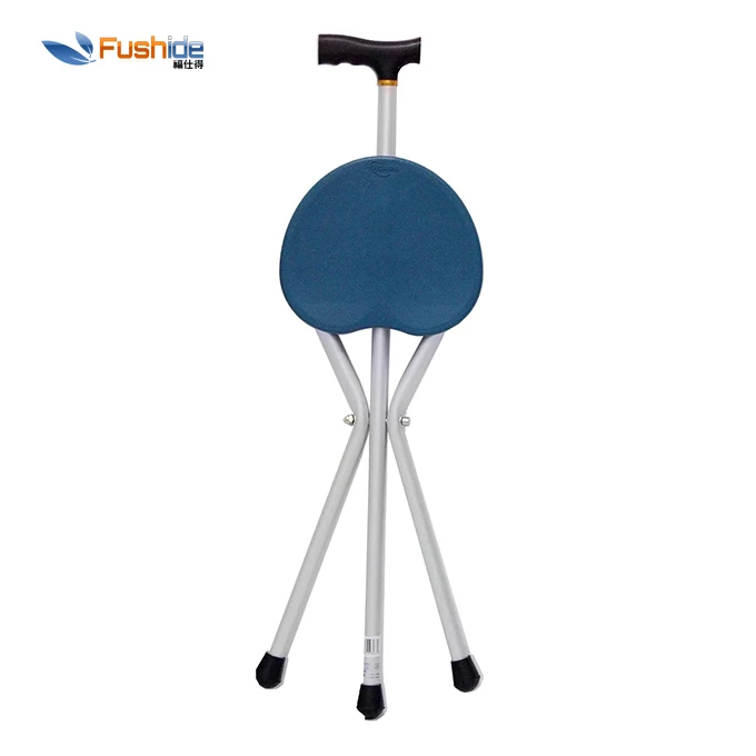 

Lightweight Aluminum Tripod Cane Seat Chairs with Plastic Handle