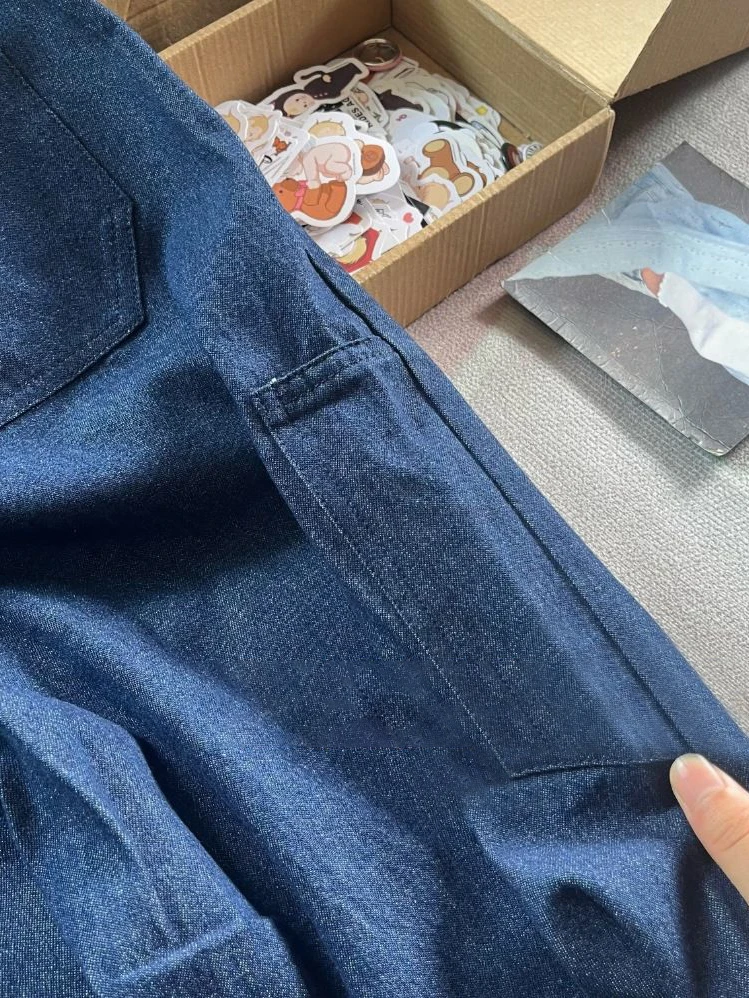 Jean droit bleu profond pour femmes, pantalon Long en Denim avec cordon de serrage, décontracté, Vintage, Streetwear, assorti avec tout, été