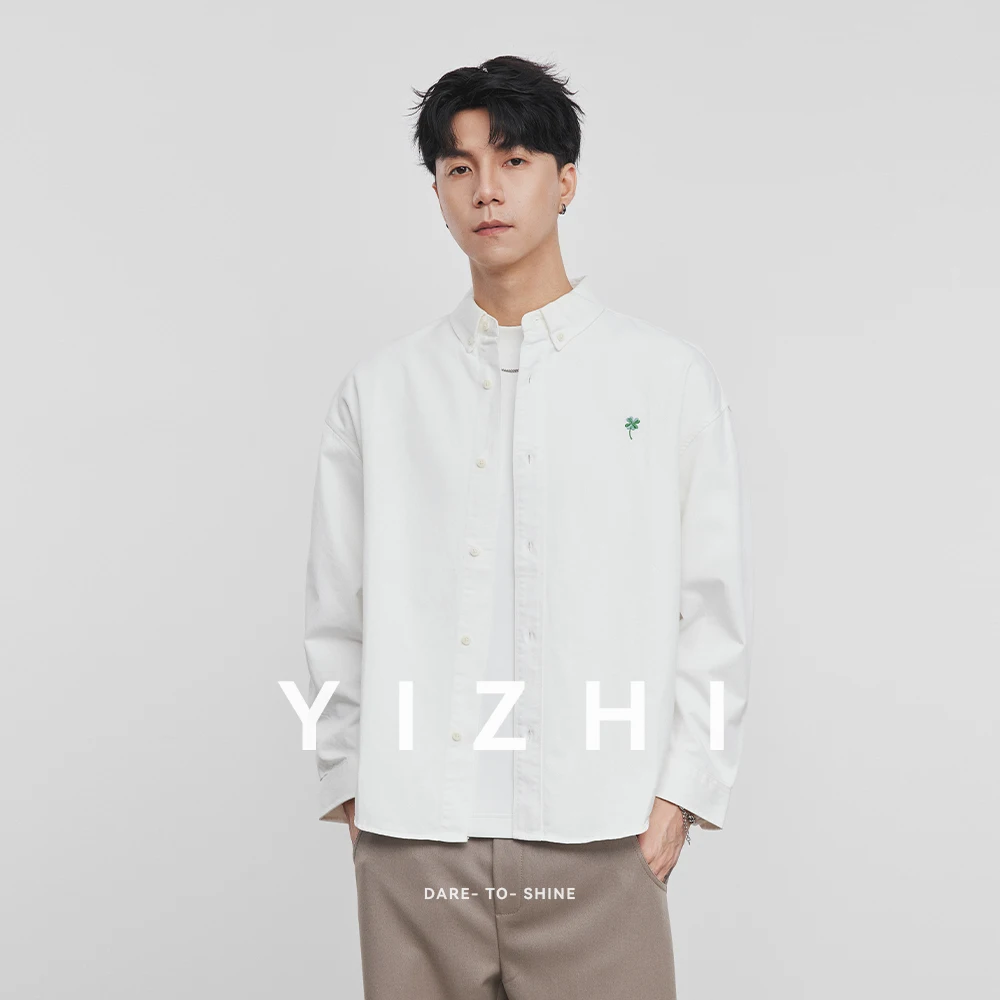 

Men's Tencel Cotton Lapel Long Sleeve Shirt Spring and Autumn 2025 New Embroidery Loose Casual Shirt Tops Men's Coat Jacket