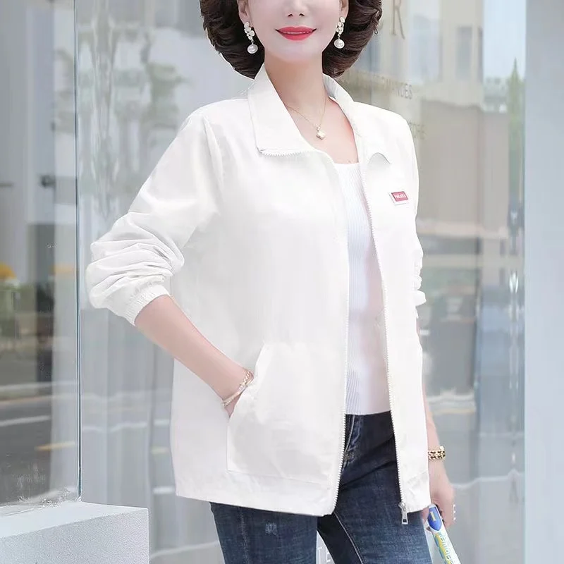 Sunscreen Jacket Women's New Ultra-Thin Outwear Summer 2024 Loose With A Cap-Less Lapel Sun Protection Clothes Coat Ladies Tops